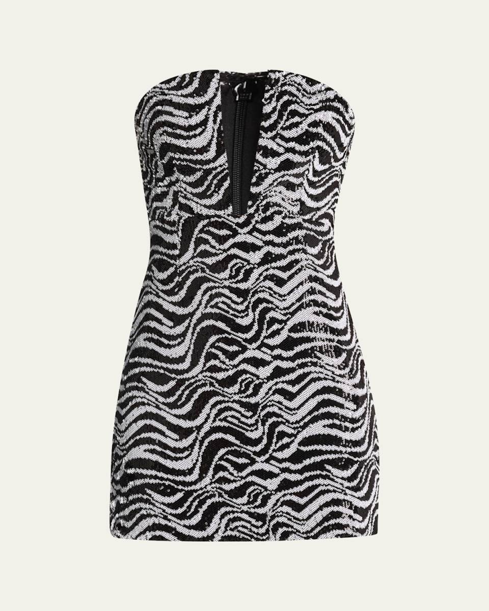 Caitrin Strapless Plunge Sequin Mini Dress